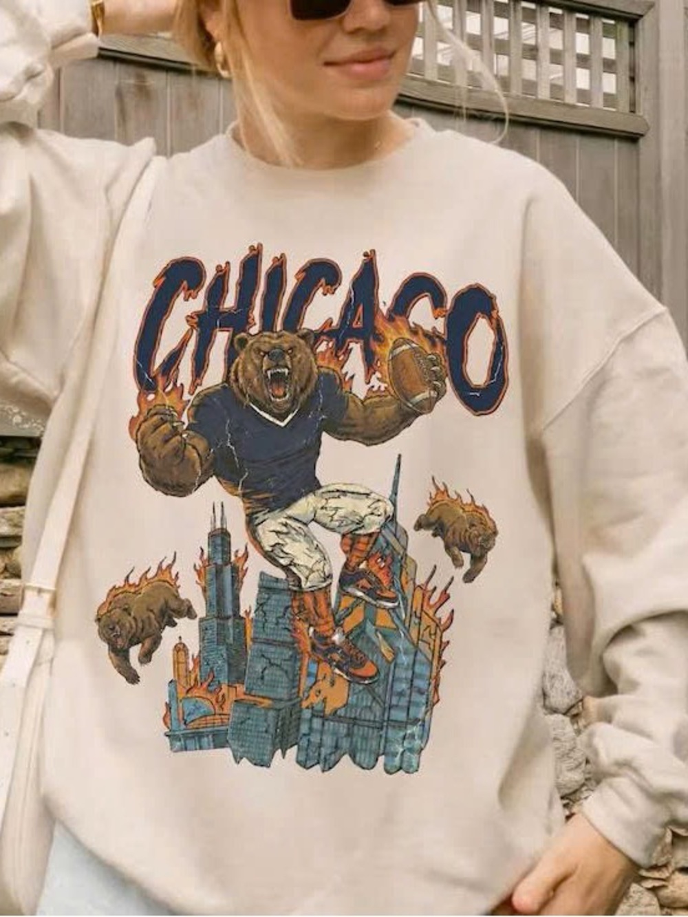 Chicago Graphic Crewneck Sweater - Cream